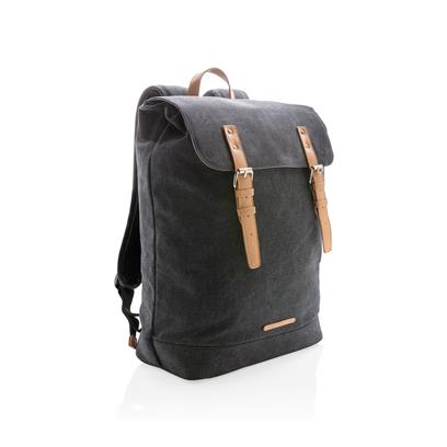 Canvas laptop backpack PVC free black