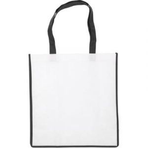 Nonwoven bag with coloured trim